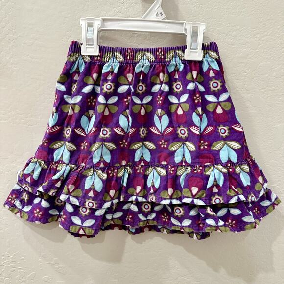Hanna Andersson Purple Floral Corduroy Ruffle Skirt - Picture 1 of 5